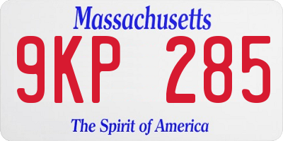 MA license plate 9KP285