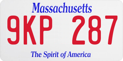 MA license plate 9KP287