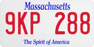 MA license plate 9KP288