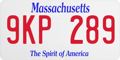 MA license plate 9KP289