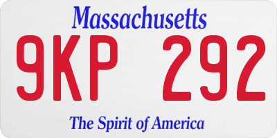 MA license plate 9KP292