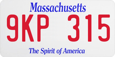 MA license plate 9KP315