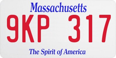 MA license plate 9KP317
