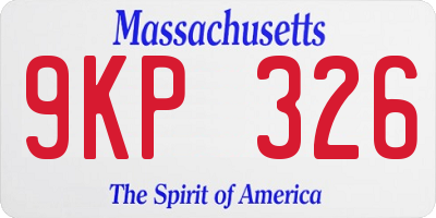 MA license plate 9KP326
