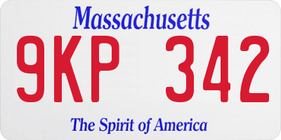 MA license plate 9KP342