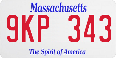 MA license plate 9KP343
