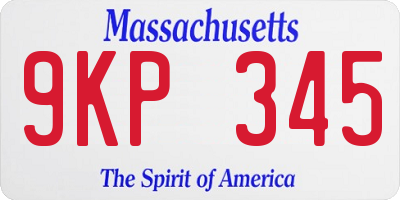 MA license plate 9KP345