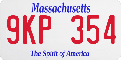 MA license plate 9KP354