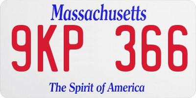 MA license plate 9KP366
