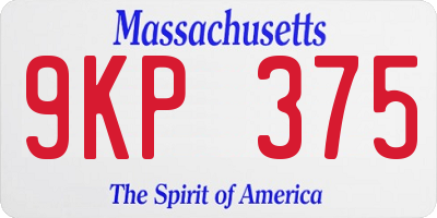 MA license plate 9KP375