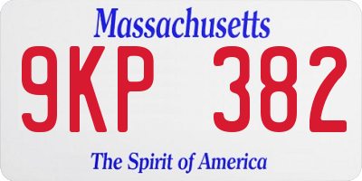 MA license plate 9KP382
