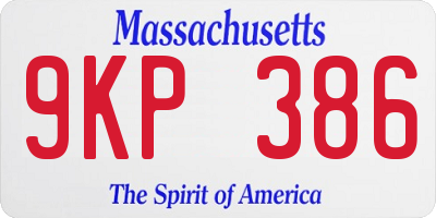 MA license plate 9KP386