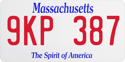 MA license plate 9KP387