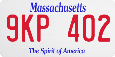 MA license plate 9KP402