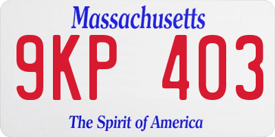 MA license plate 9KP403