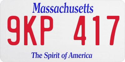 MA license plate 9KP417