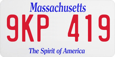 MA license plate 9KP419