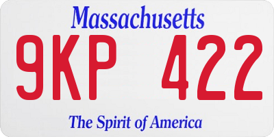 MA license plate 9KP422