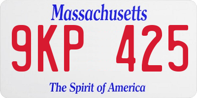 MA license plate 9KP425