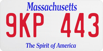 MA license plate 9KP443