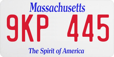 MA license plate 9KP445