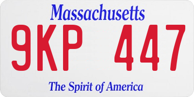 MA license plate 9KP447