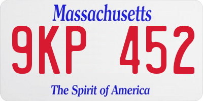 MA license plate 9KP452
