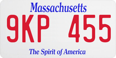 MA license plate 9KP455