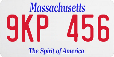 MA license plate 9KP456