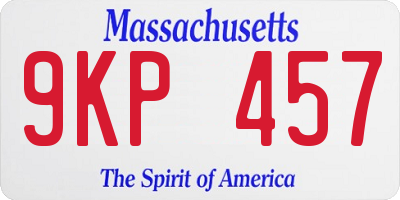 MA license plate 9KP457