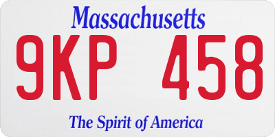 MA license plate 9KP458