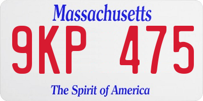 MA license plate 9KP475