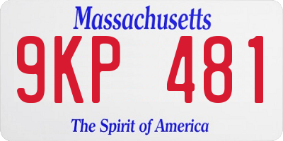 MA license plate 9KP481