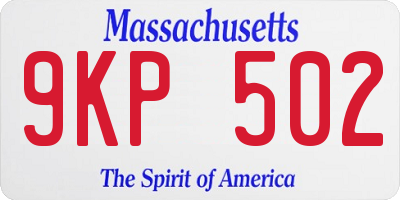 MA license plate 9KP502