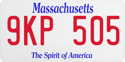 MA license plate 9KP505