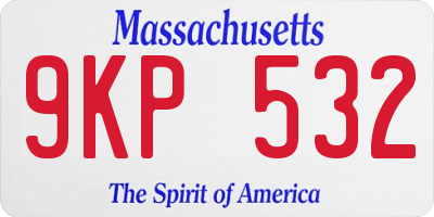 MA license plate 9KP532