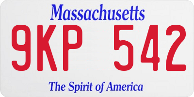MA license plate 9KP542