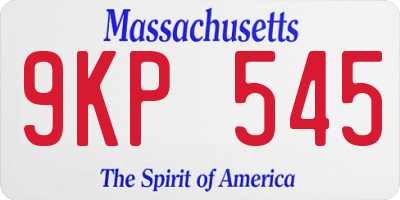 MA license plate 9KP545