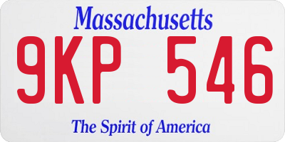 MA license plate 9KP546