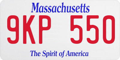 MA license plate 9KP550