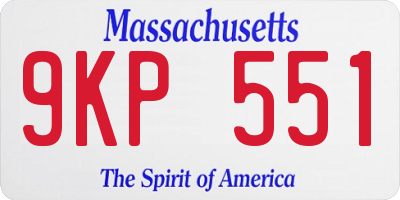 MA license plate 9KP551