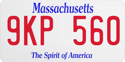 MA license plate 9KP560