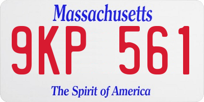 MA license plate 9KP561