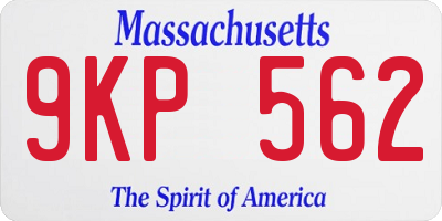 MA license plate 9KP562