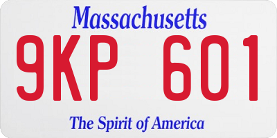 MA license plate 9KP601