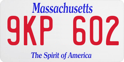 MA license plate 9KP602