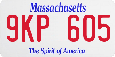 MA license plate 9KP605