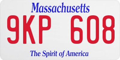 MA license plate 9KP608