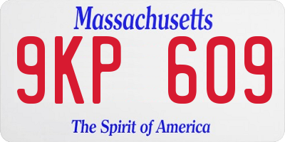 MA license plate 9KP609