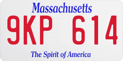 MA license plate 9KP614